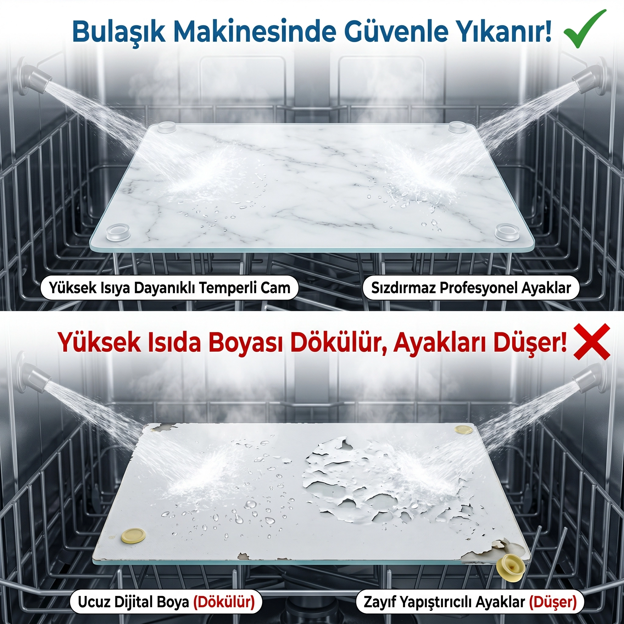 2’li Schott 25*35 cm Temperli Cam Kesme Tahtası Ve Sunum Panosu, Isıya Dayanıklı, Kırılmaz, Çizilmez