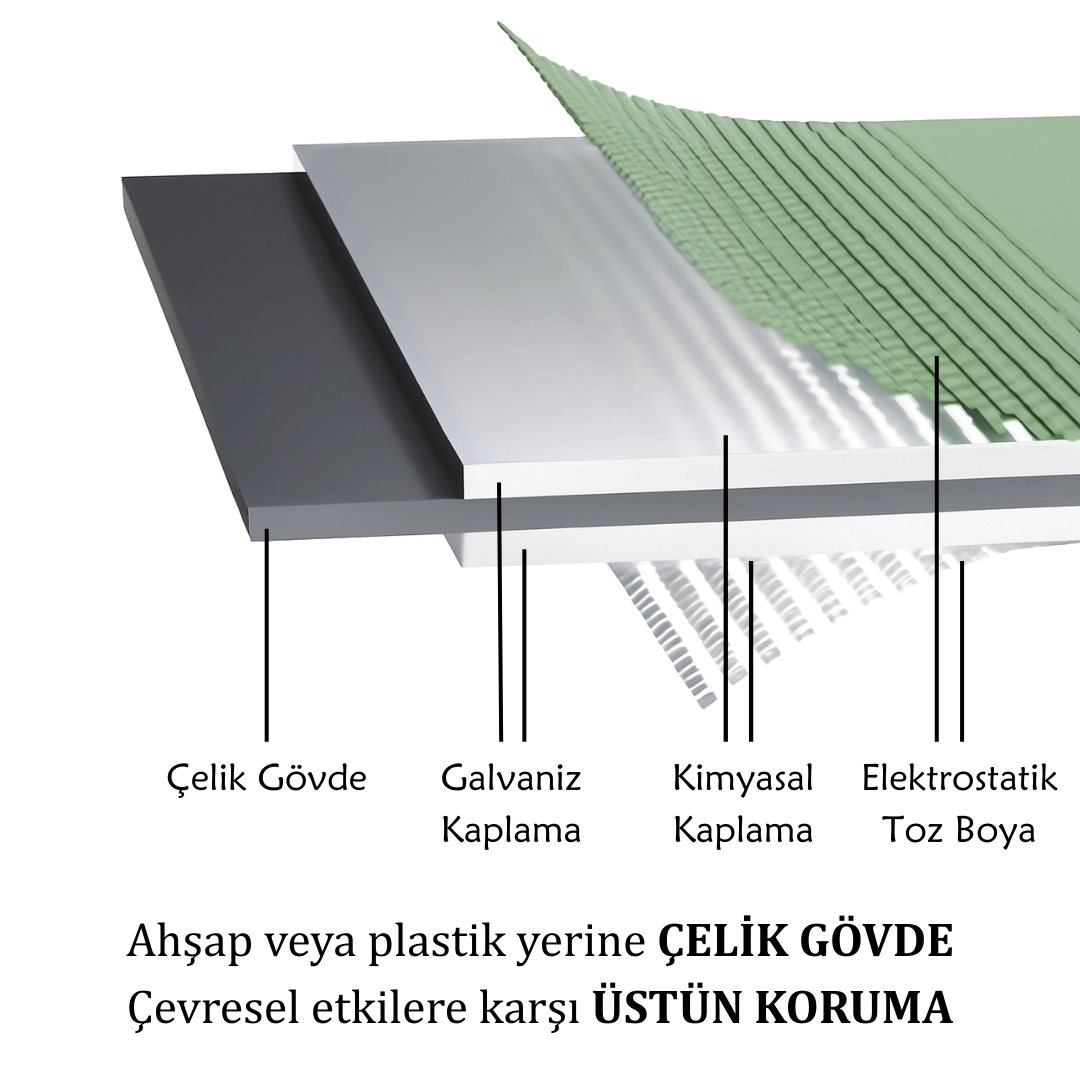 60*120*44 cm Antrasit Gri, Çelik, Oval Kenarlı, Modüler, Yükseltilmiş Bahçe Yatağı, Sebze Yatağı
