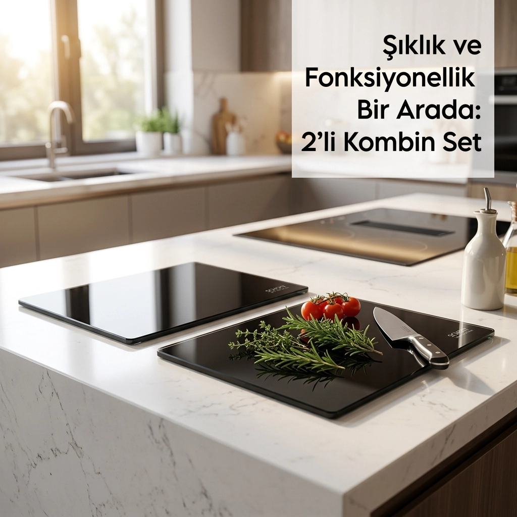 2’li Schott 25*35 cm Temperli Cam Kesme Tahtası Ve Sunum Panosu, Isıya Dayanıklı, Kırılmaz, Çizilmez