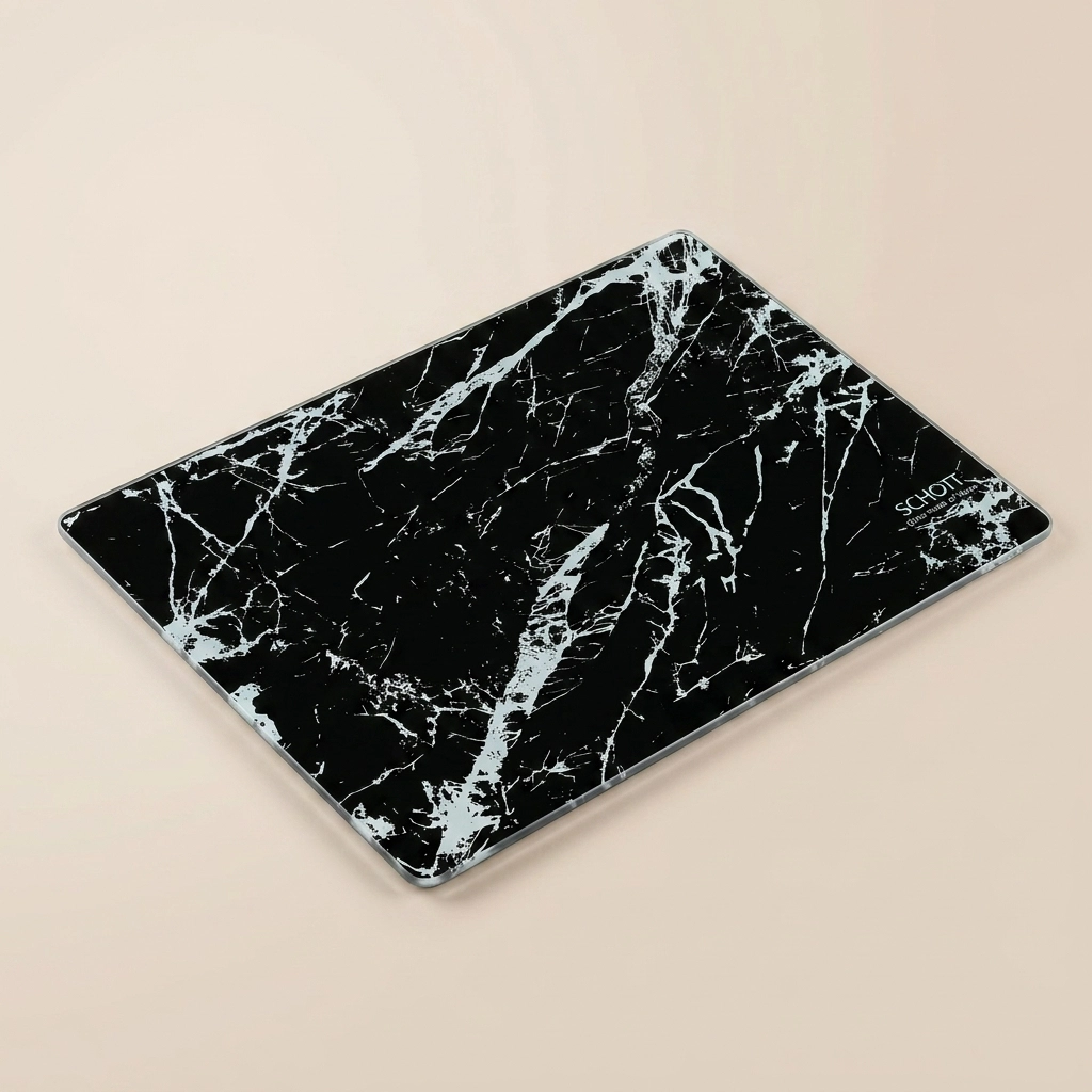 Schott 25*35 cm Temperli Cam Kesme Tahtası Ve Sunum Panosu Siyah Mermer, Isıya Dayanıklı, Kırılmaz, Çizilmez