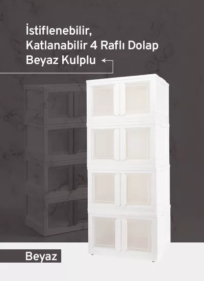 Üst Üste İstiflenebilir, Katlanabilir Dörtlü Dolap