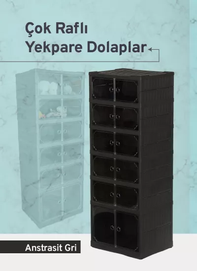 6 Raflı Çok Amaçlı,Katlanabilir Dolap, Ayakkabılık
