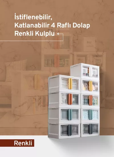 Üst Üste İstiflenebilir, Katlanabilir Dörtlü Dolap