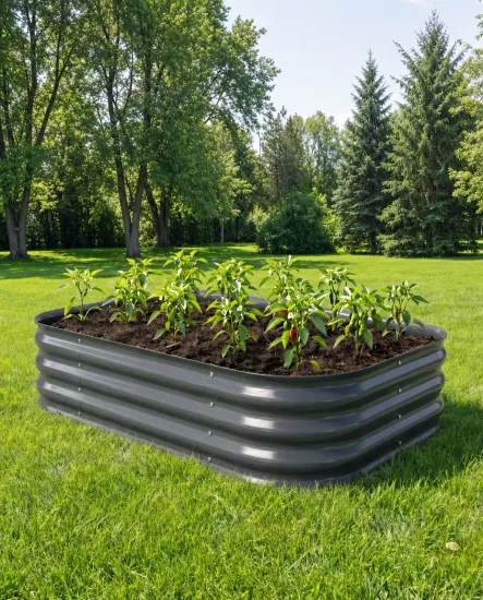 Çelik Oval Kenarlı Yükseltilmiş Bahçe Yatağı60*120