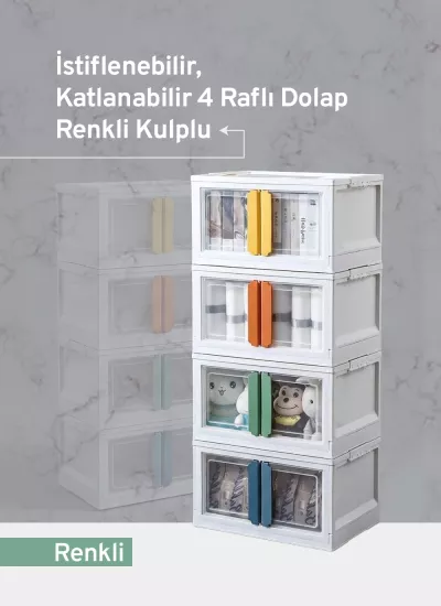 Üst Üste İstiflenebilir, Katlanabilir Dörtlü Dolap